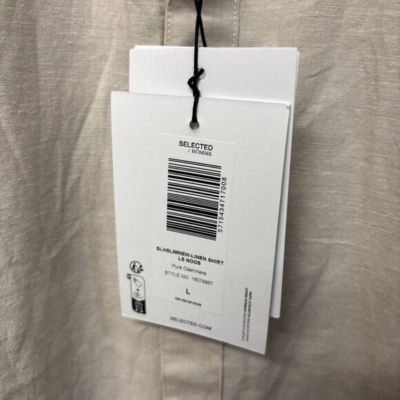 NWT Selected Homme Men Long Sleeve Button Shirt Size 16.5 Linen Blend D029 -15 - Picture 8 of 16